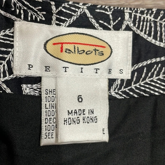 NWOT Talbots Petites Black and White Embroidered Leaf Print A-Line Skirt… - Picture 12 of 15